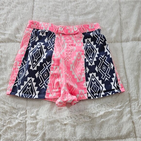 Aztec Patterned Pink and Blue Women's Shorts By Flying Tomato Size XS - Picture 4 of 4